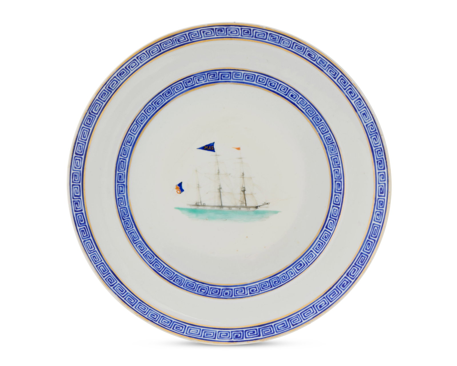 An Important and Exceptional Chinese Export Portuguese Market Maritime Subject Plate (1 of 1)