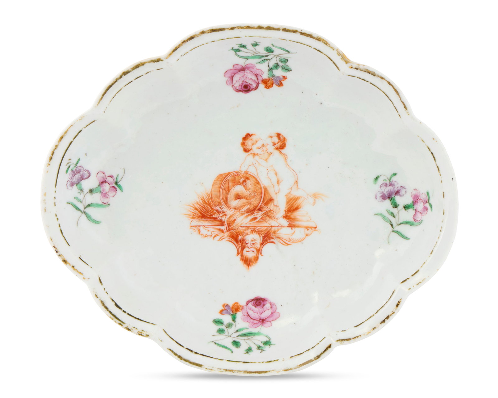 Unrecorded Chinese Export French Market Allegorical Subject 'Putti' Dish (1 of 1)