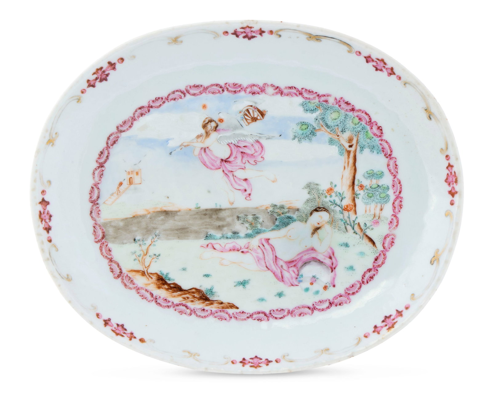 Extremely Rare Unrecorded Chinese Export European Market Oval Platter depicting an ‘Allegory of (1 of 1)