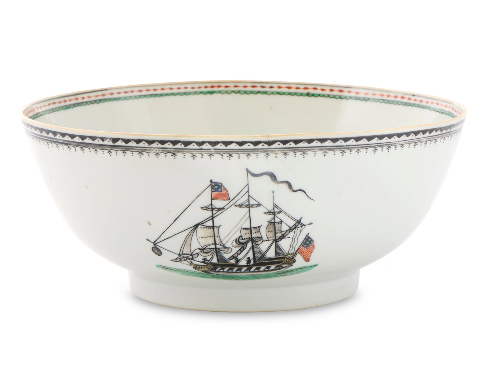 Chinese Export American Market Maritime Subject Punch Bowl (1 of 2)