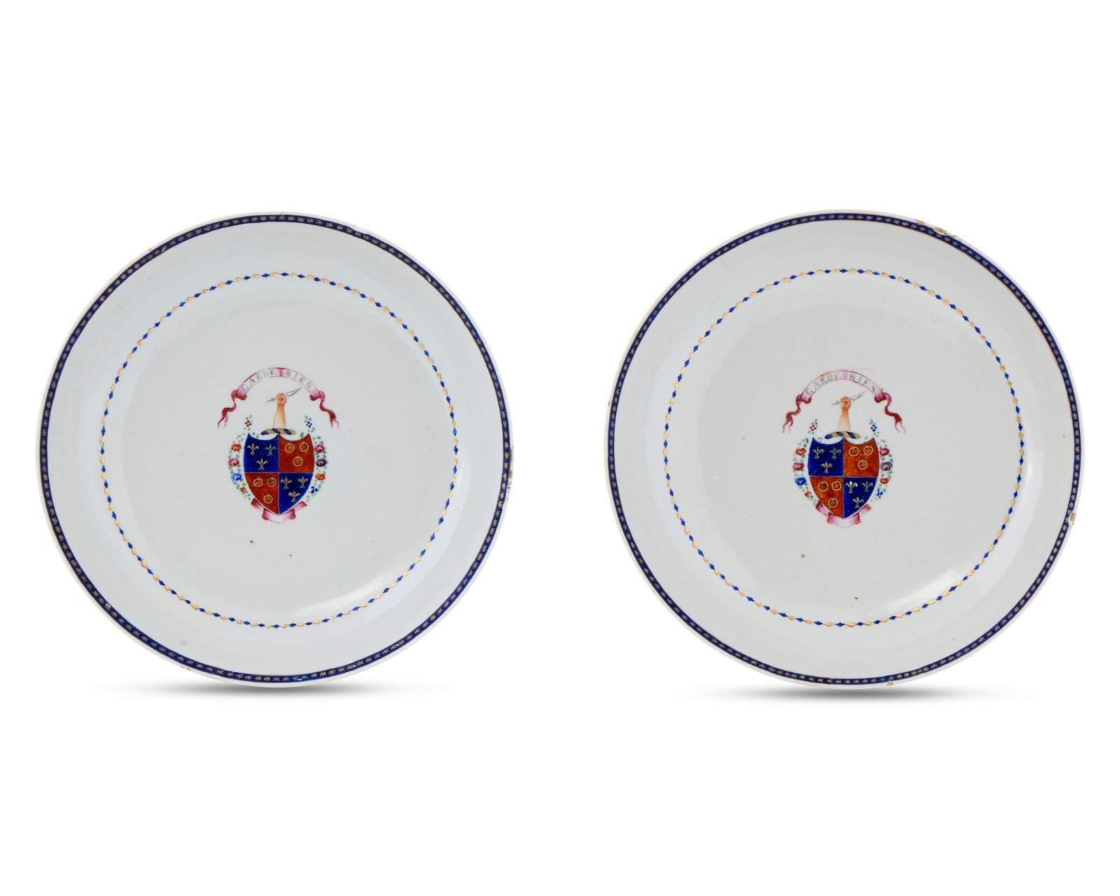 Extremely Rare Pair of Chinese Export American Market Armorial Plates, ordered by Richard (1 of 1)