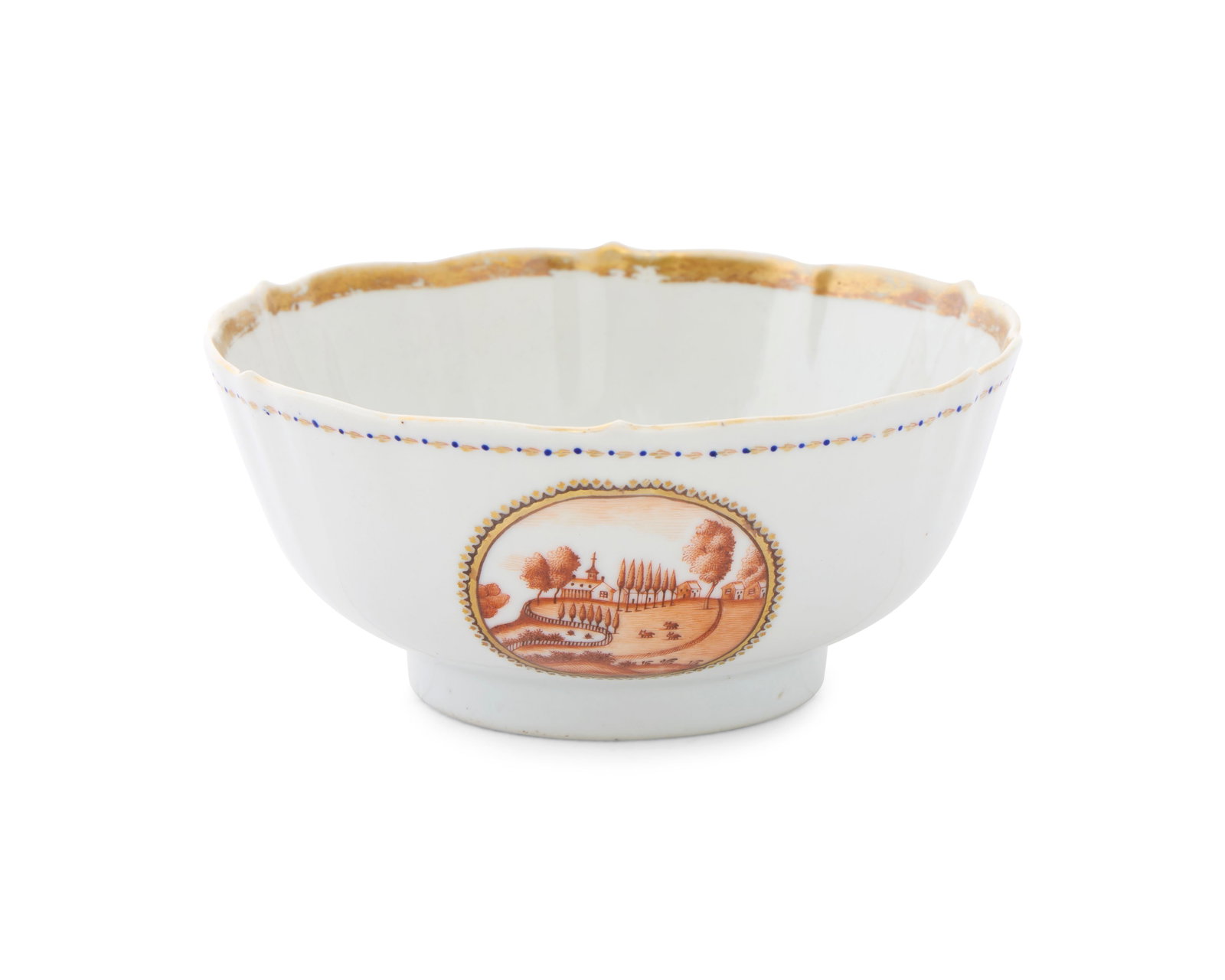 Highly Important and Exceptional Chinese Export American Market Bowl depicting George Washington's: Highly Important and Exceptional Chinese Export American Market Bowl depicting George Washington's Mount Vernon, from the service of Samuel Seymour, the scene's engraver ca. 1803; depicting a sepia ro