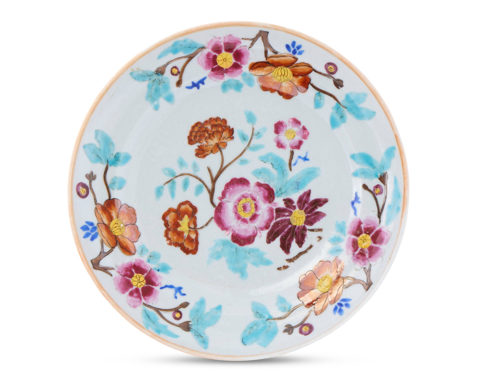 Highly Important Chinese Export American Market Plate from the service of Captain Abraham: Highly Important Chinese Export American Market Plate from the service of Captain Abraham Wheelwright, Newburyport, Massachusetts, who crossed the Delaware with General Washington ca. 1830; depicting 