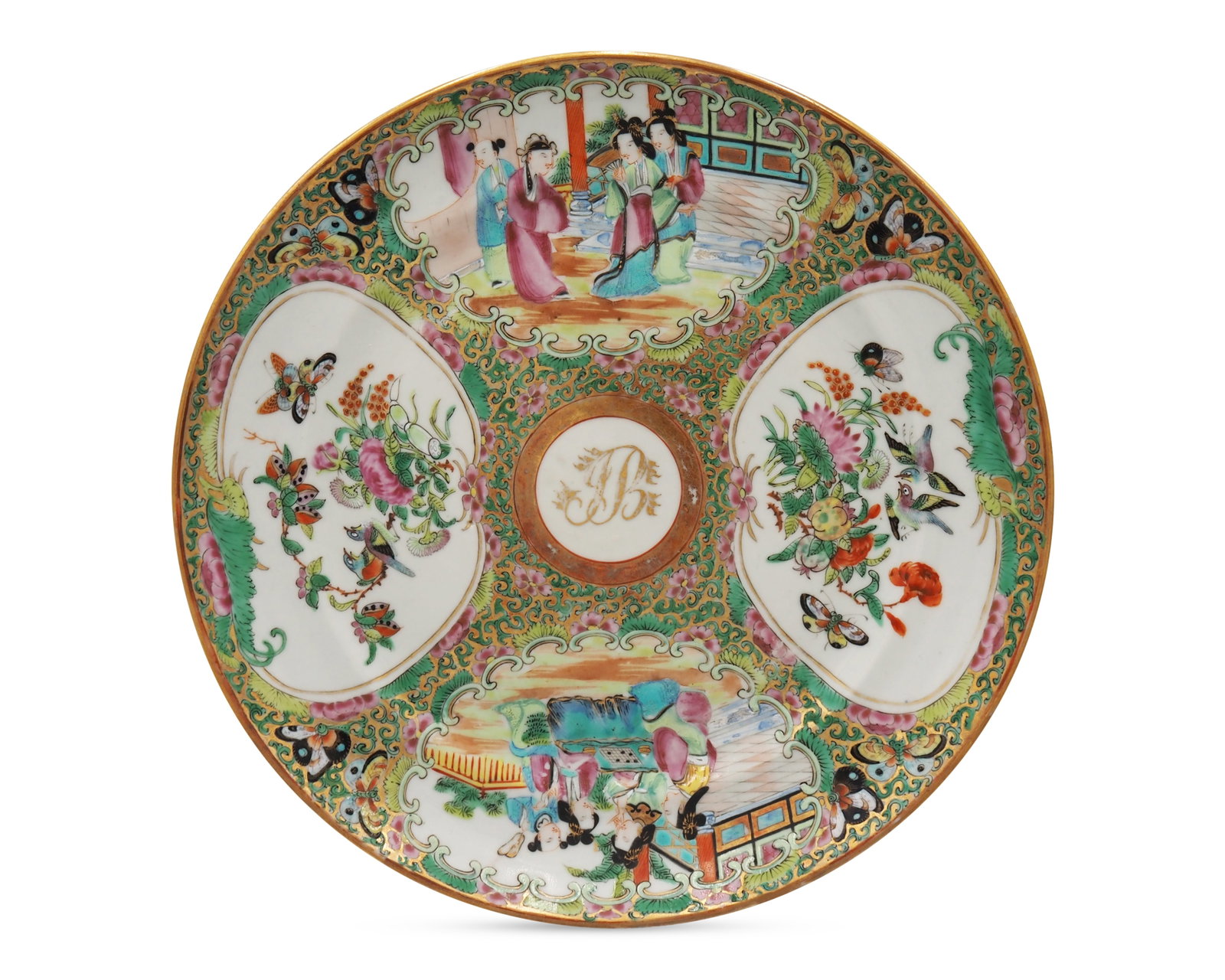 An Extremely Rare and Important Chinese Export American Market Plate from the service of James: An Extremely Rare and Important Chinese Export American Market Plate from the service of James Buchanan, Fifteenth President of the United States ca. 1858; decorated in the rose medallion palette with