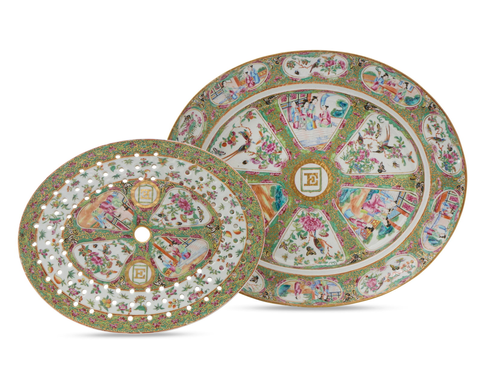 Chinese Export American Market Rose Medallion Mazarine and Strainer from the service of Rear Admiral: Chinese Export American Market Rose Medallion Mazarine and Strainer from the service of Rear Admiral Robley D. Evans, close friend of Grover Cleveland, Twenty Second and Twenty Fourth President of the