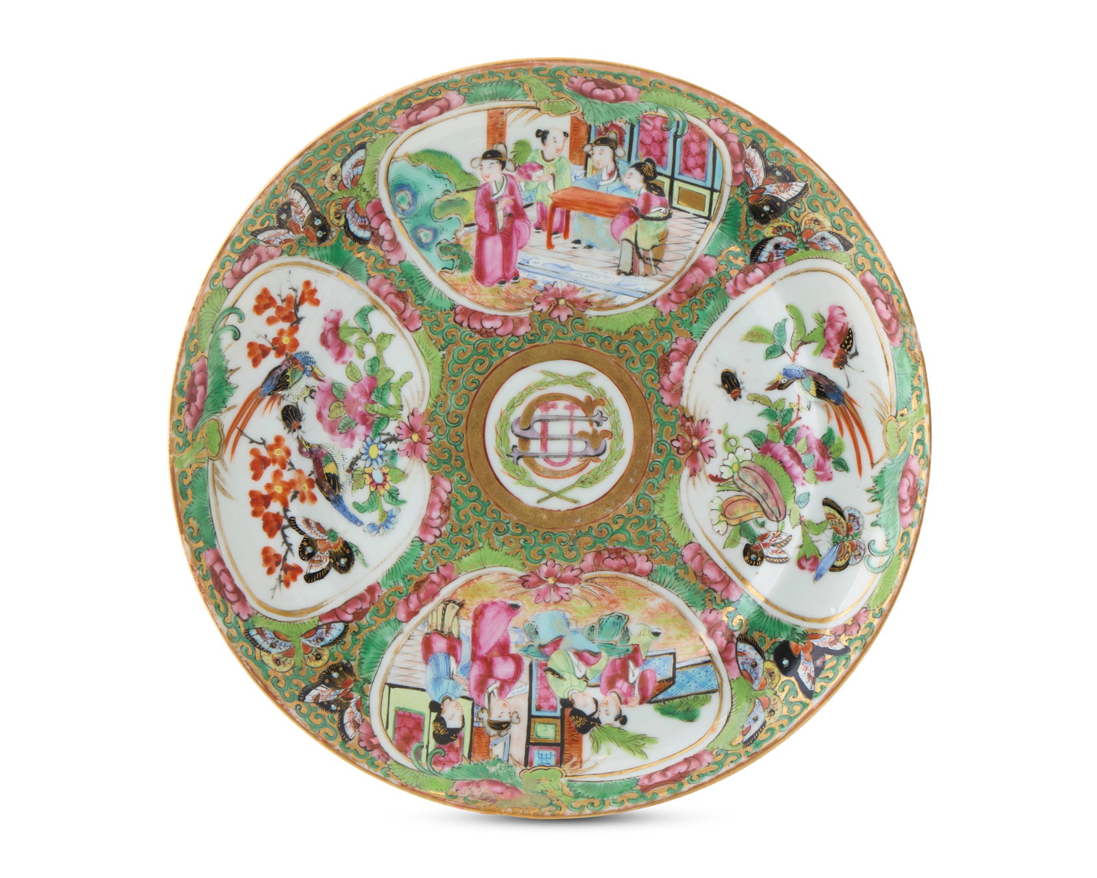 Rare Chinese Export American Market Rose Medallion Plate used at the White House by Ulysses S.: Rare Chinese Export American Market Rose Medallion Plate used at the White House by Ulysses S. Grant, Eighteenth President of the United States ca. 1868; depicting polychrome medallions with courtly