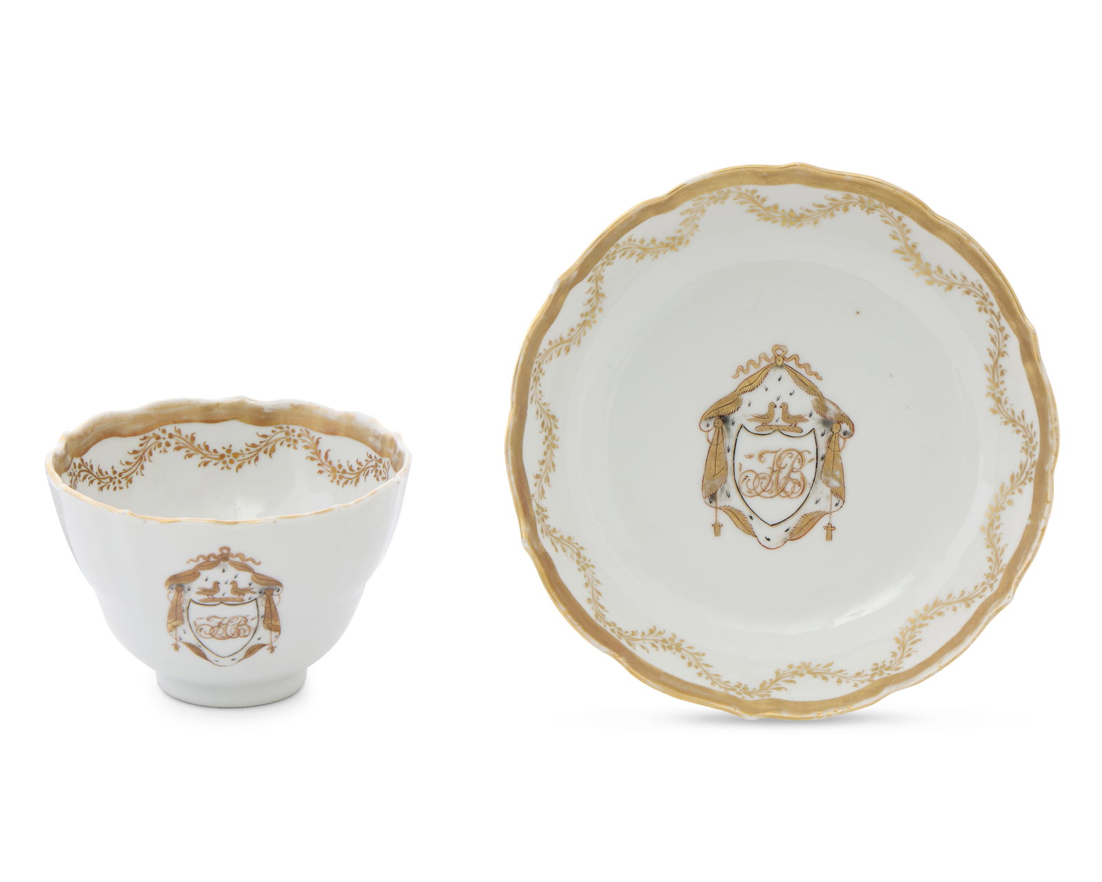 Very Rare Chinese Export American Market Cup and Saucer ordered by Captain Nicholas Bartlett Jr., (1 of 1)