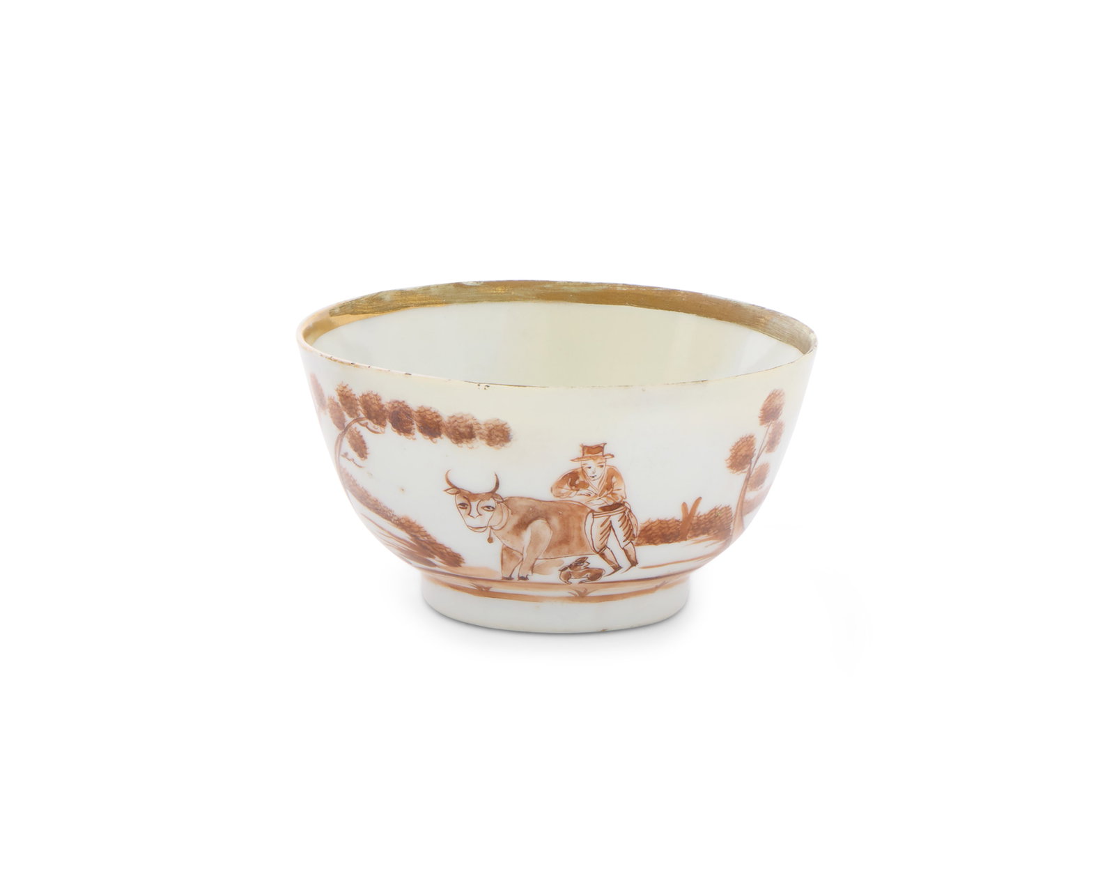 An Unrecorded and Extremely Rare Chinese Export American Market 'Quaker Farmer' Tea Bowl, for the (1 of 1)