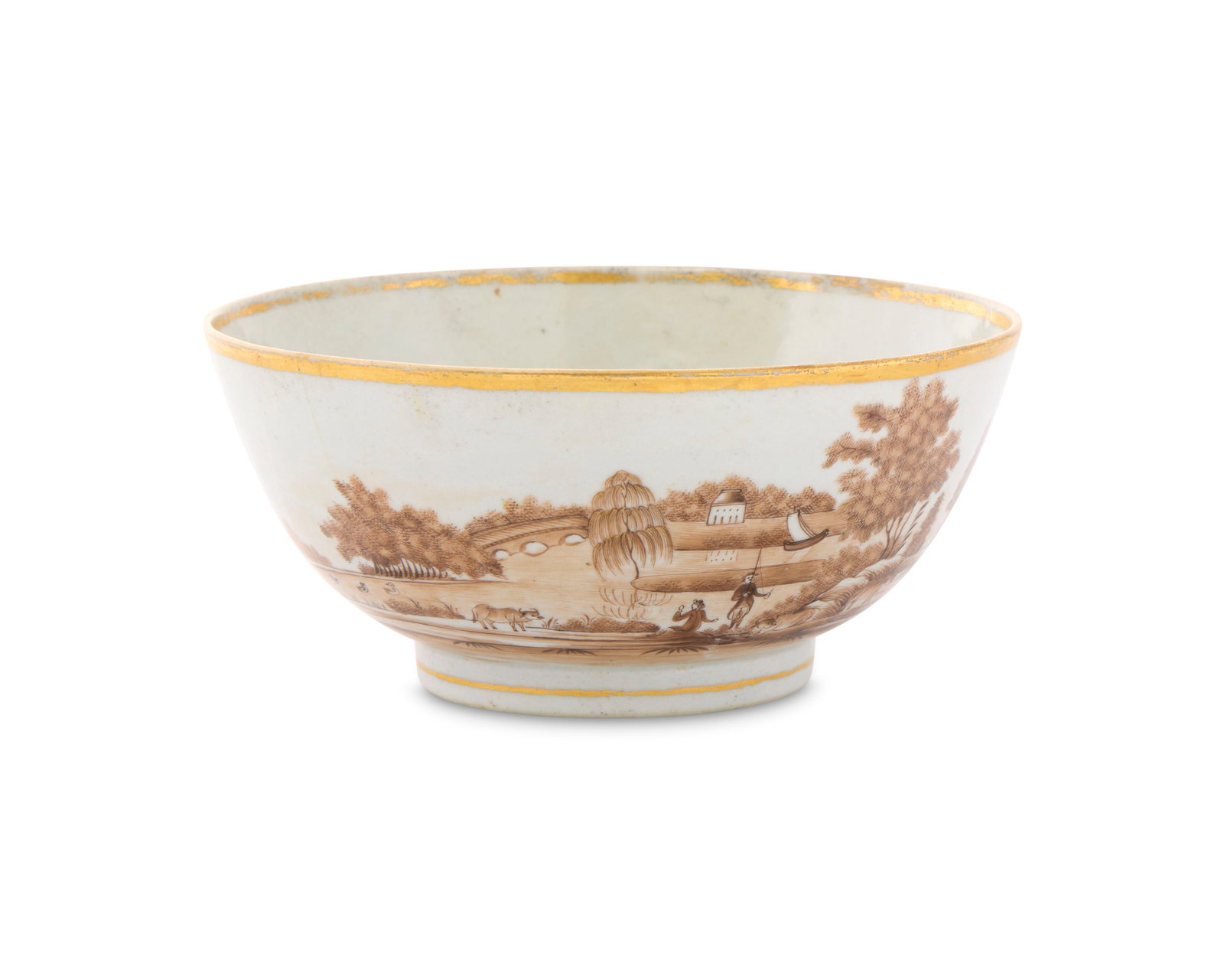A Highly Important Chinese Export American Market Small Punch Bowl, depicting Lemon Hill, (1 of 1)