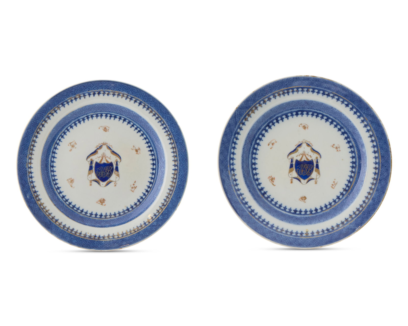 Pair of Chinese Export American Market Plates monogrammed for Nicholas Brown, Jr.(Namesake of Brown (1 of 1)