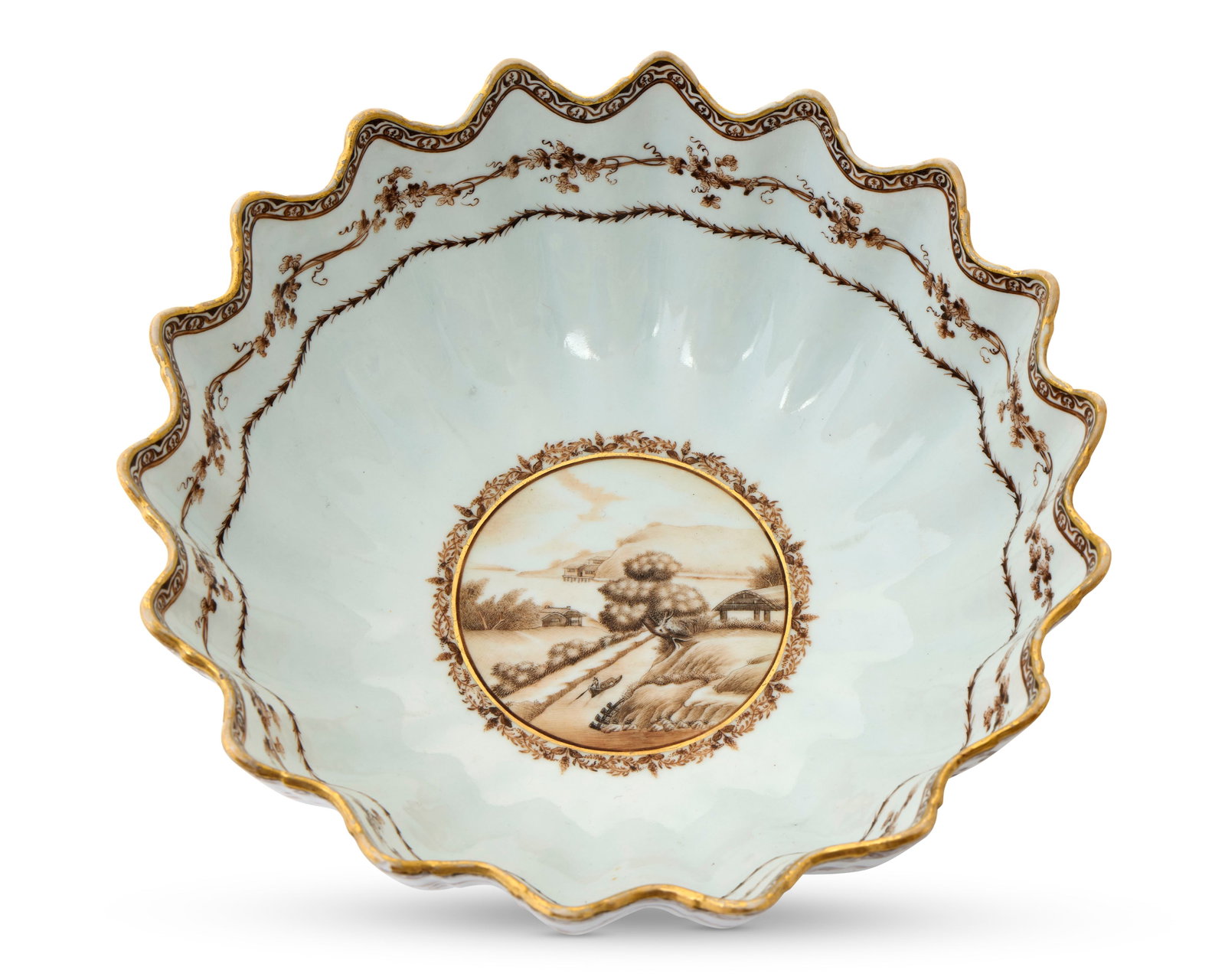 Unrecorded Chinese Export American Market Scallop-Edged Footed Monteith Bowl (1 of 2)