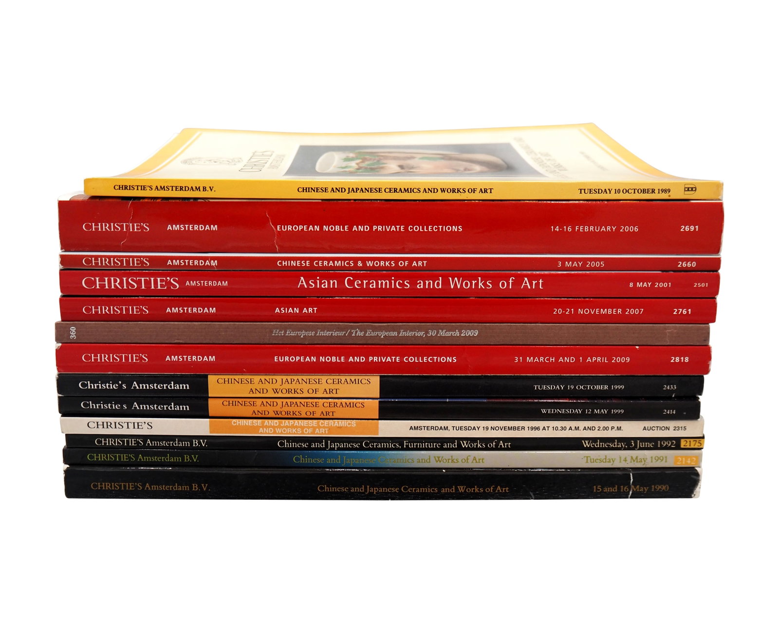 Thirteen Dutch Chinese Export Auction Catalogues: Thirteen Dutch Chinese Export Auction Catalogues comprising: eleven CHRISTIE’S: Chinese And Japanese Ceramics and Works of Art, Amsterdam, Tuesday, 10 October 1989; European Noble and Private Collec