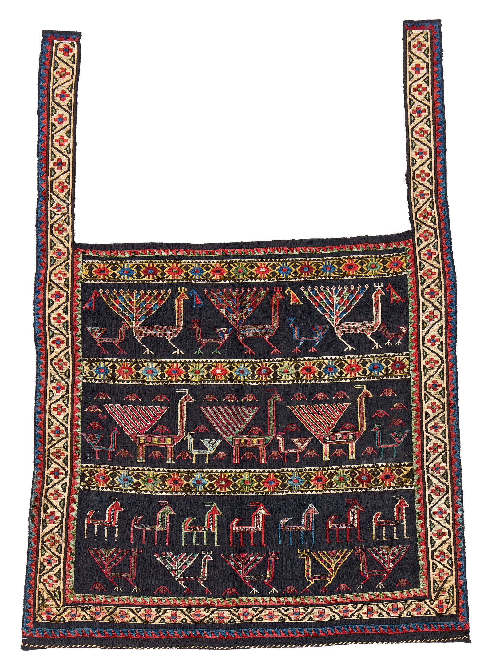 Embroidered Horse Cover, Caucasus, with silk highlights, last quarter 19th century: Embroidered Horse Cover, Caucasus, with silk highlights, last quarter 19th century 2 ft. 4 in. x 2 ft. 5 in. Provenance: The Collection of Val Arbab, La Jolla, CA.