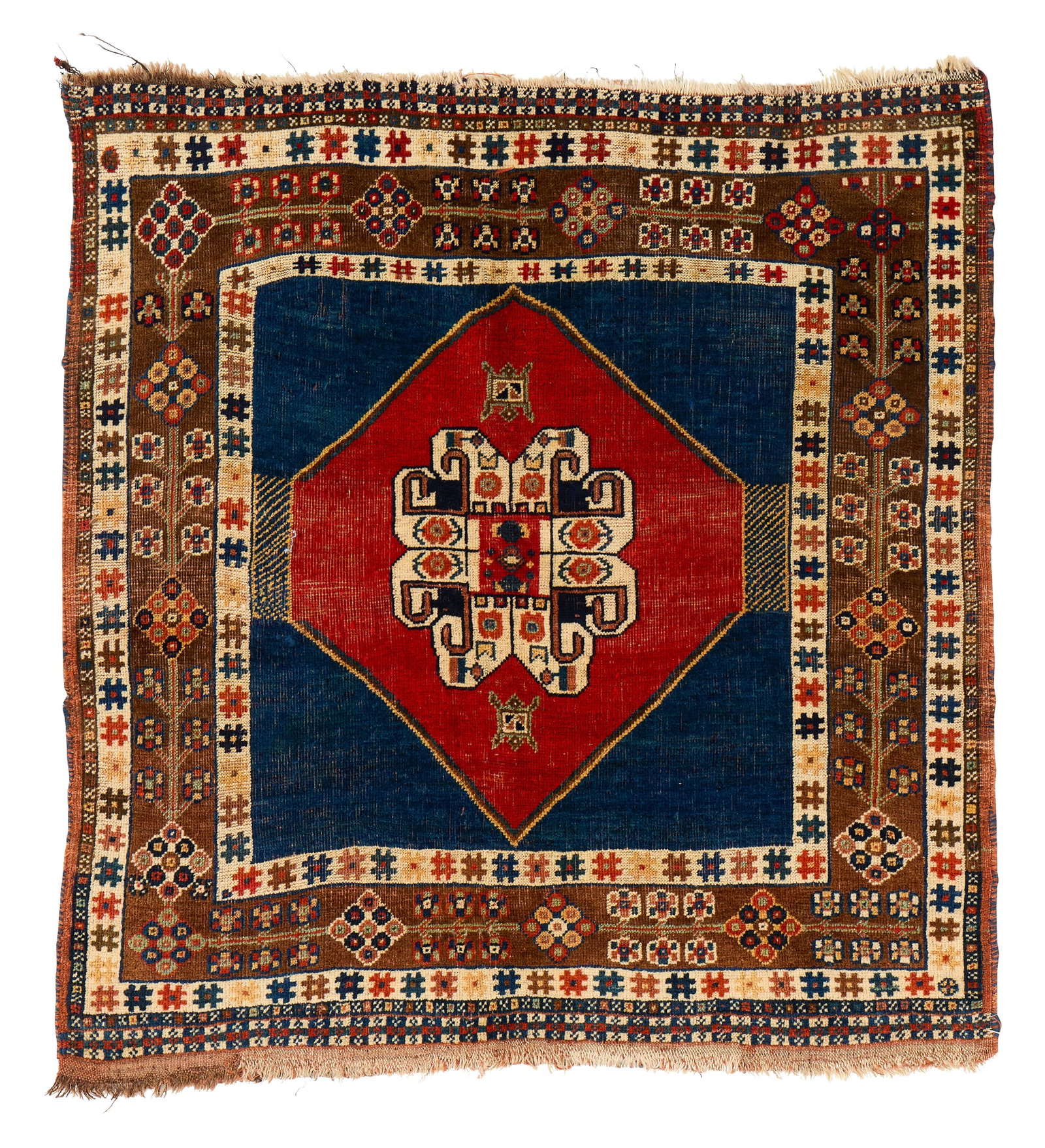 Afshar Audience Rug, Persia, ca. 1900: Afshar Audience Rug, Persia, ca. 1900 3 ft. 9 in. X 3 ft. 9 in. Provenance: The Collection of Val Arbab, La Jolla, CA.
