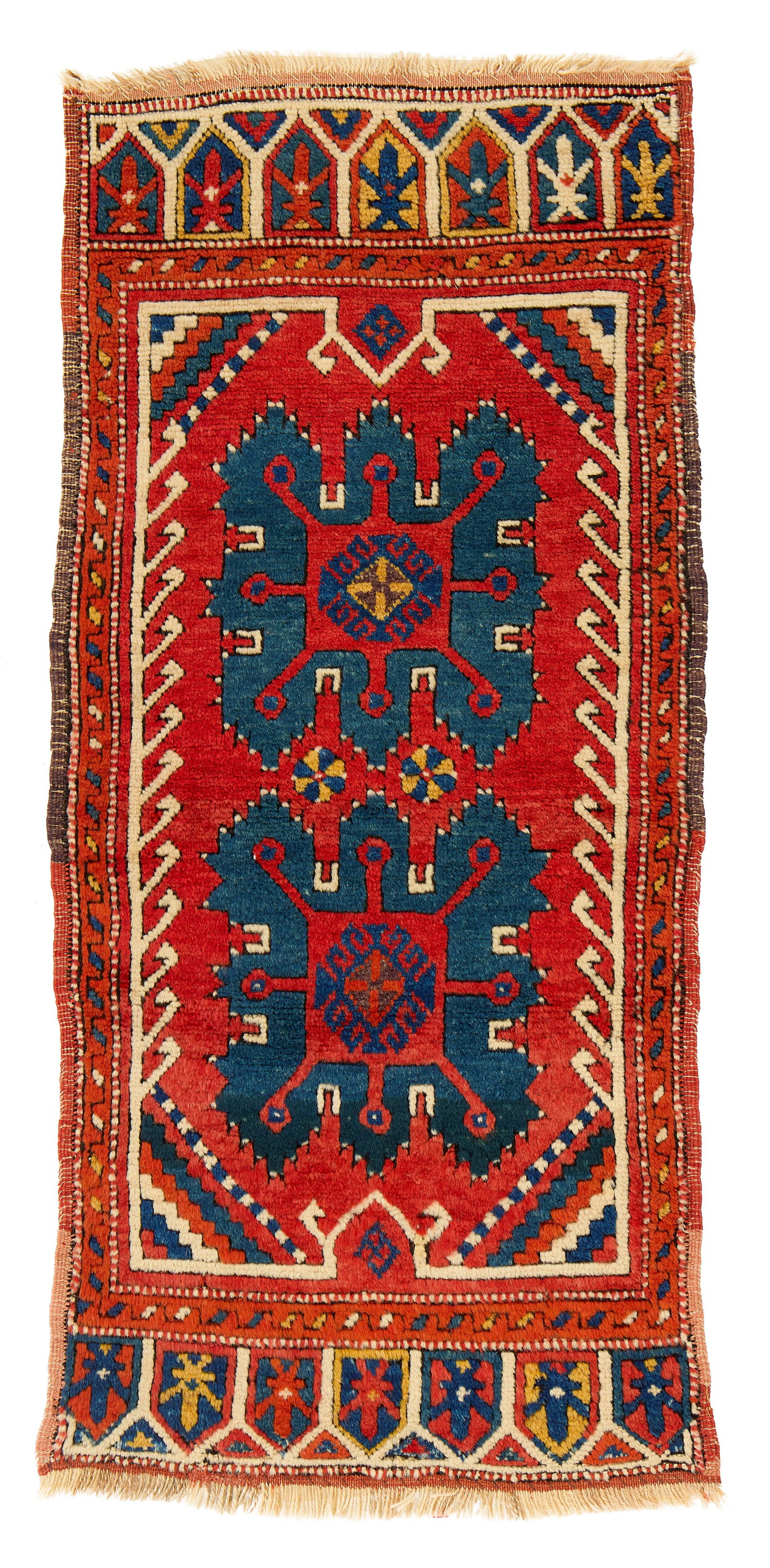 Anatolian Yastik, ca. 1875: Anatolian Yastik, ca. 1875 3 ft. 9 in. x 1 ft. 4 in. Provenance: The Collection of Val Arbab, La Jolla, CA. Literature: Raymond Benardout, Woven Stars: Rugs and Textiles from Southern California Colle