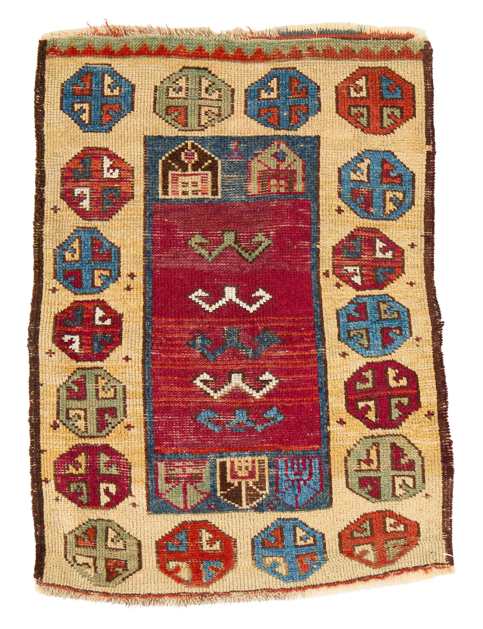 Anatolian Yastik, ca. 1875: Anatolian Yastik, ca. 1875 2 ft. 6 in. x 1 ft. 10 in. Provenance: The Collection of Val Arbab, La Jolla, CA. Other notes: Yastiks ? used as pillow or bolster covers ? are small Turkish rugs often disp