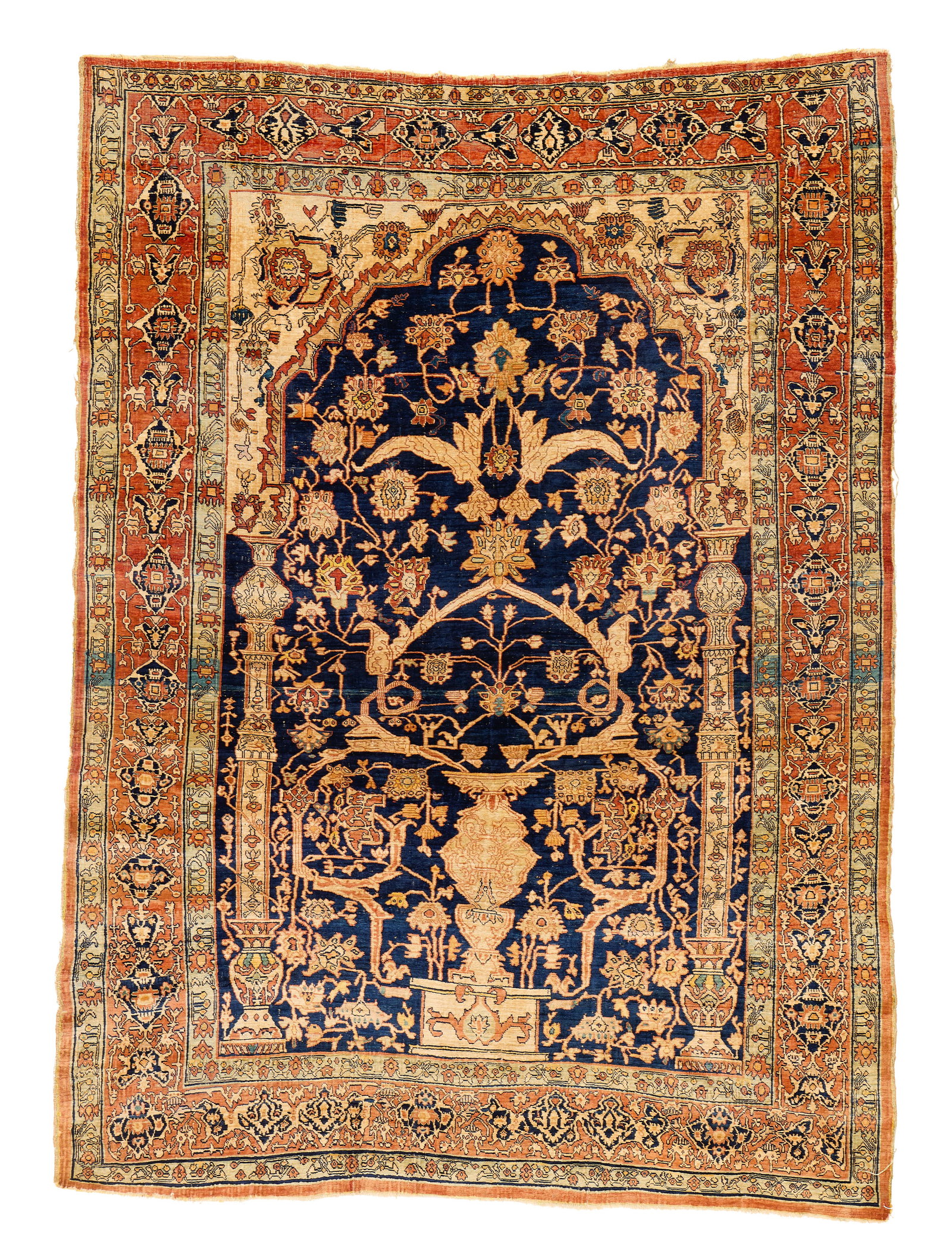 Silk Heriz Rug, Persia, ca. 1875: Silk Heriz Rug, Persia, ca. 1875 6 ft. 3 in. x 4 ft. 8 in. Provenance: The Collection of Val Arbab, La Jolla, CA. Other notes: This exceptional piece stands apart from the typical wool productions of 