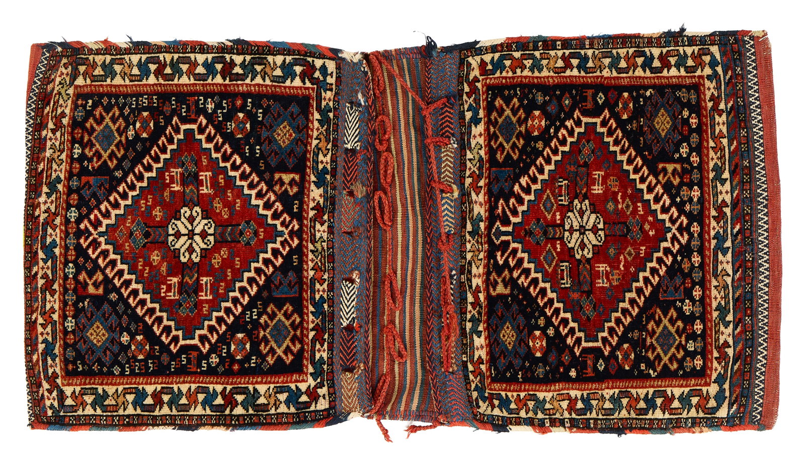 Pair of Qashgai Bags, Persia, ca. 1900: Pair of Qashgai Bags, Persia, ca. 1900 4 ft. x 2 ft. 1 in. Provenance: The Collection of Val Arbab, La Jolla, CA.