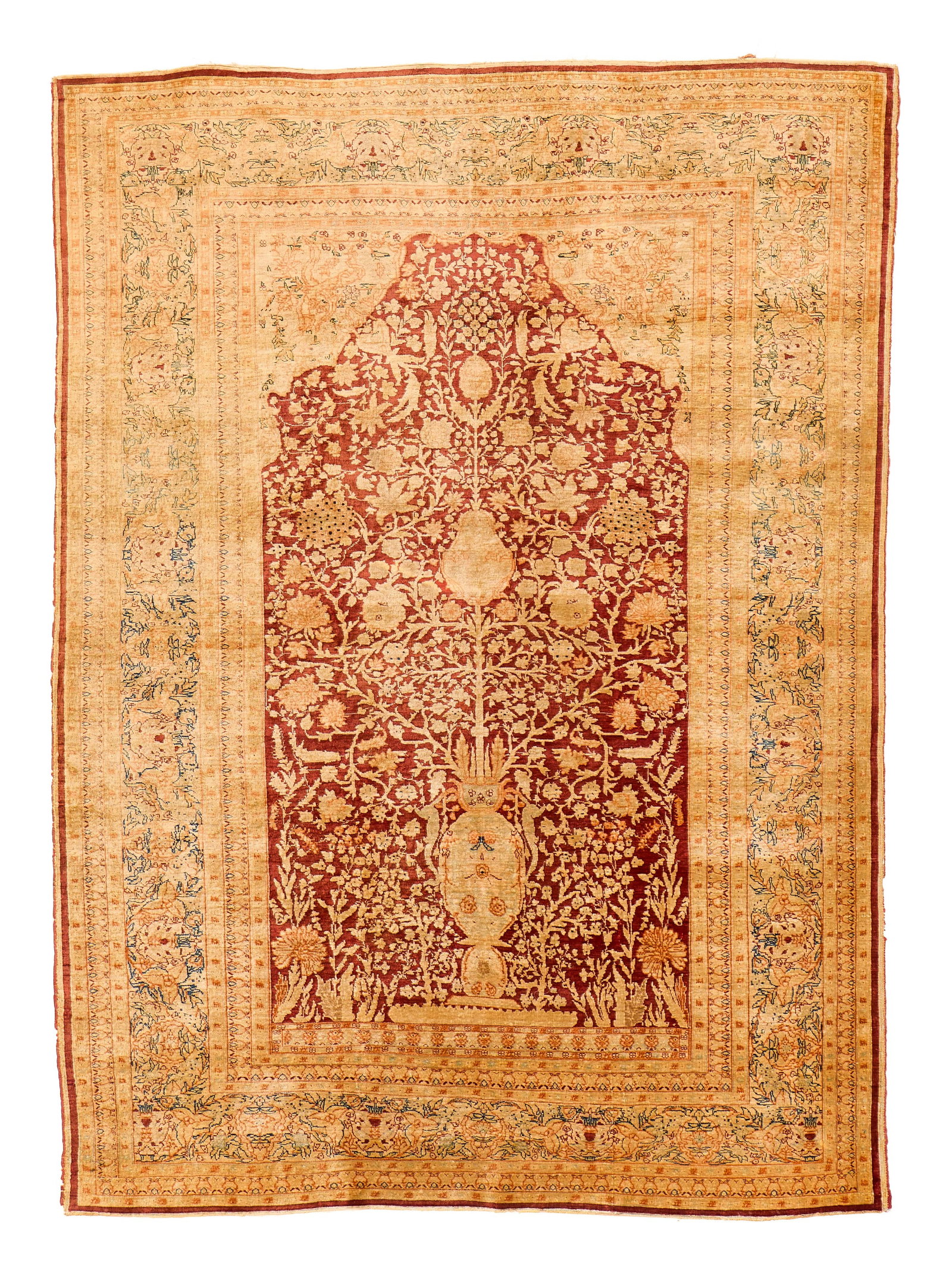 Silk Tabriz Prayer Rug, Persia, ca. 1900 (1 of 2)
