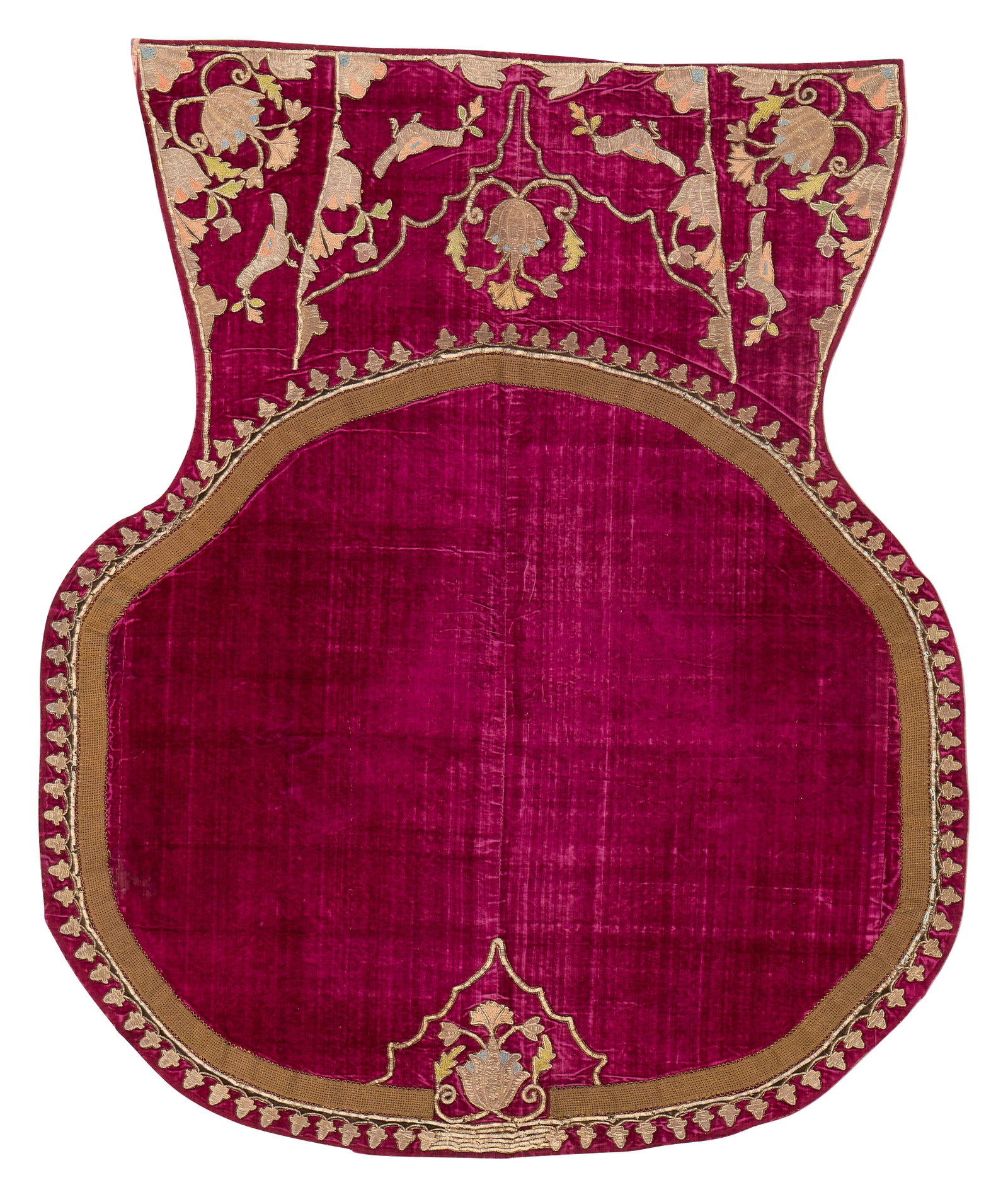 Late Ottoman Velvet and Metallic Thread Horse Saddle Textile, ca. 1800 (1 of 2)
