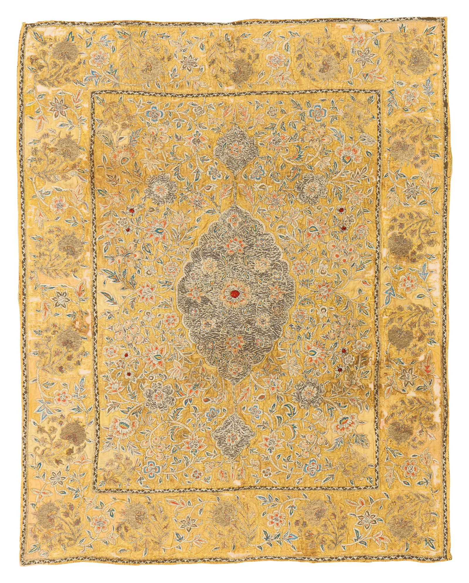 Portuguese Silk and Metal Thread Cover, ca. 1800 (1 of 2)