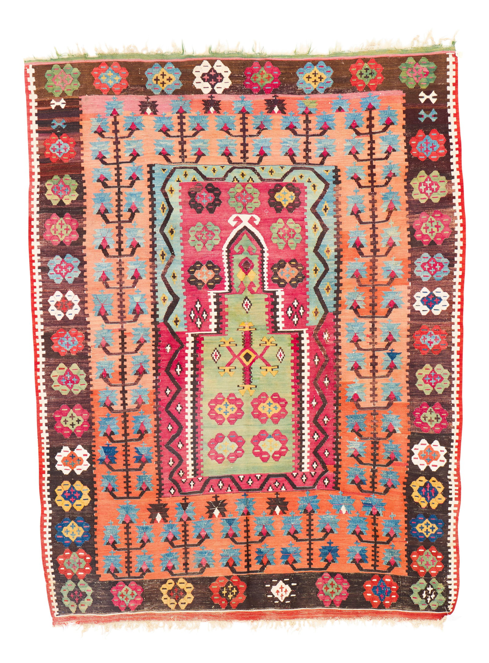 Anatolian Prayer Kilim, with ivory cotton highlights, ca. 1875 (1 of 2)