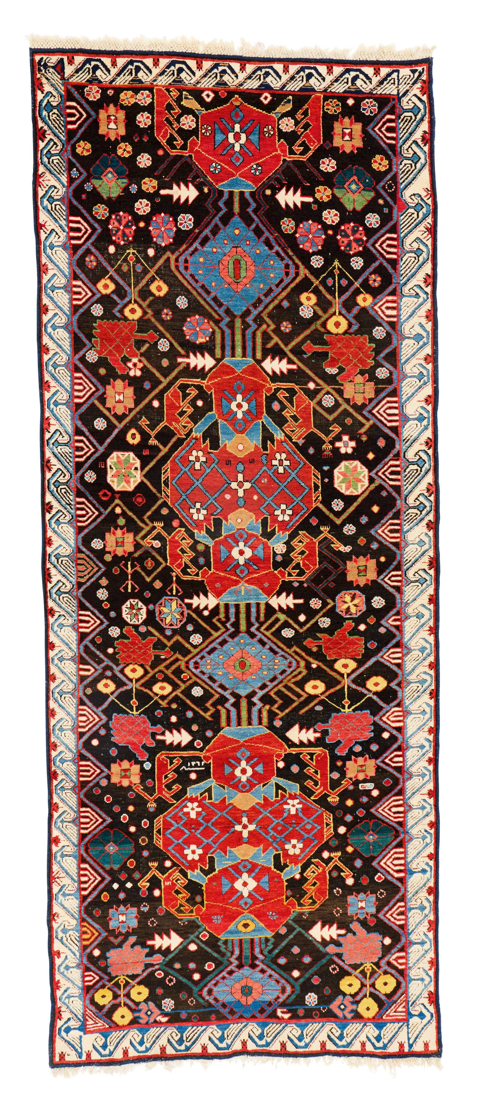 Seychour Vase Rug, Caucasus, dated, ca. 1875: Seychour Vase Rug, Caucasus, dated, ca. 1875 9 ft. 5 in. x 3 ft. 8 in. Provenance: The Collection of Dr. Donald Breyer, Highland Park, IL.