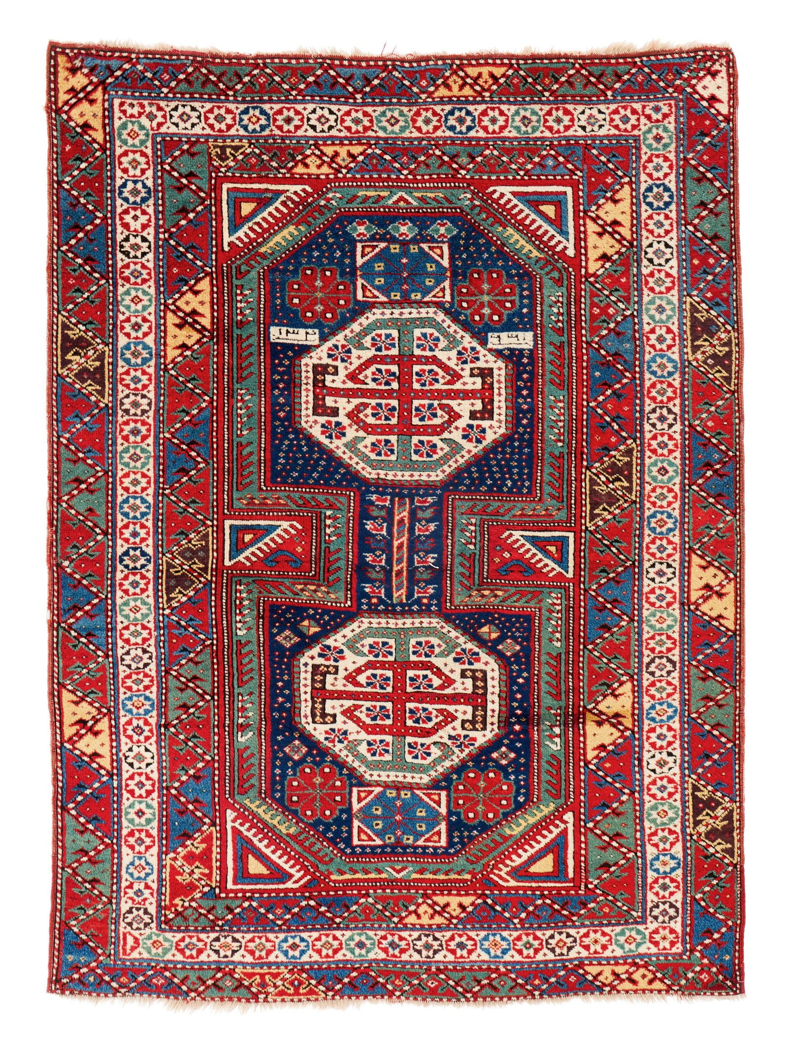 Shirvan Keyhole Rug, Caucasus, dated 1302 (1884 CE): Shirvan Keyhole Rug, Caucasus, dated 1302 (1884 CE) 5 ft. x 3 ft. 8 in. Provenance: The Collection of Dr. Donald Breyer, Highland Park, IL.