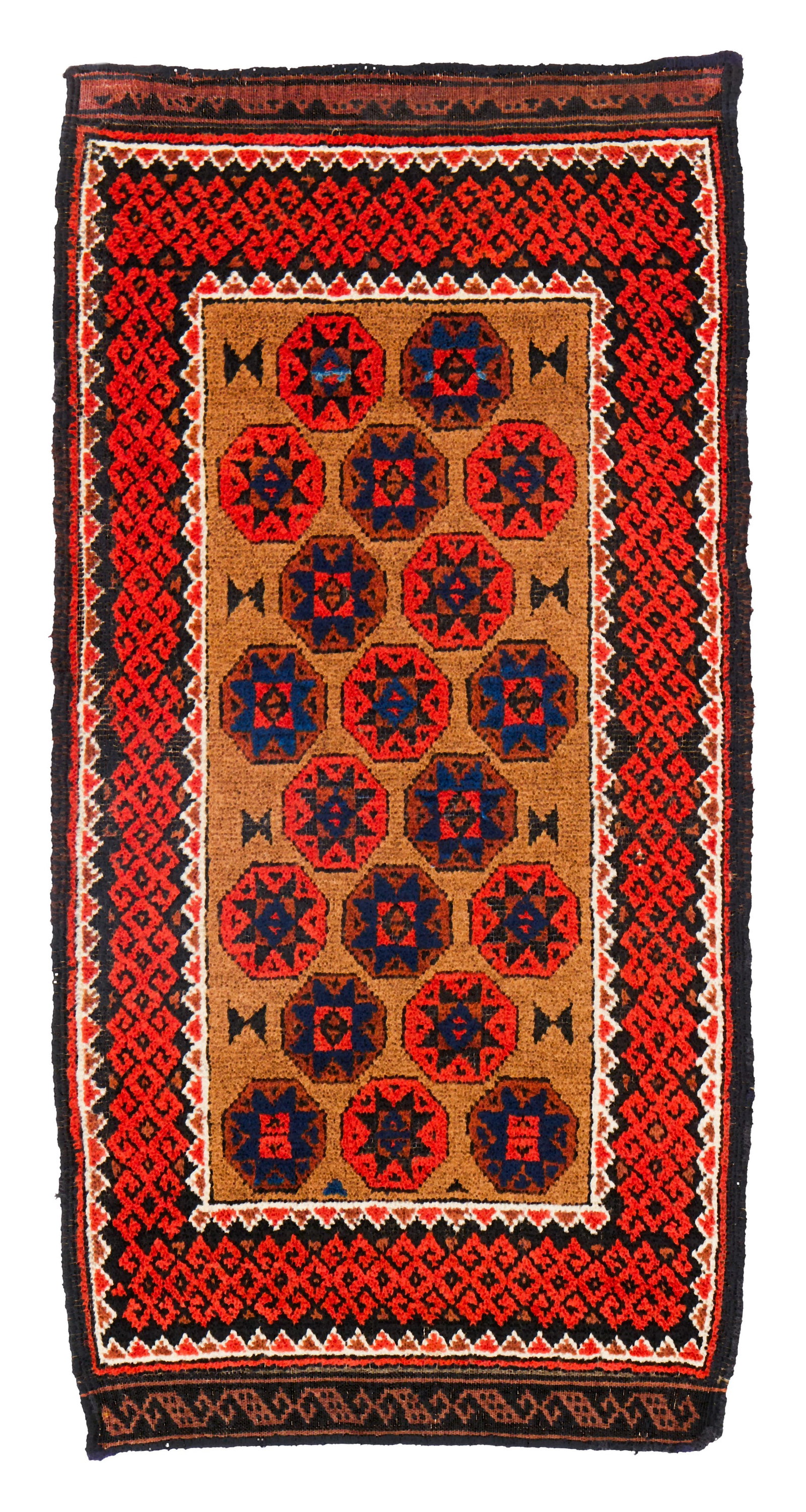 Belouch Cushion Front, Afghanistan, ca. 1900: Belouch Cushion Front, Afghanistan, ca. 1900 2 ft. 10 in. x 1 ft. 5 in. Provenance: The Collection of Dr. Donald Breyer, Highland Park, IL. Other notes: Characterized by deep blue, blackish-brown, and
