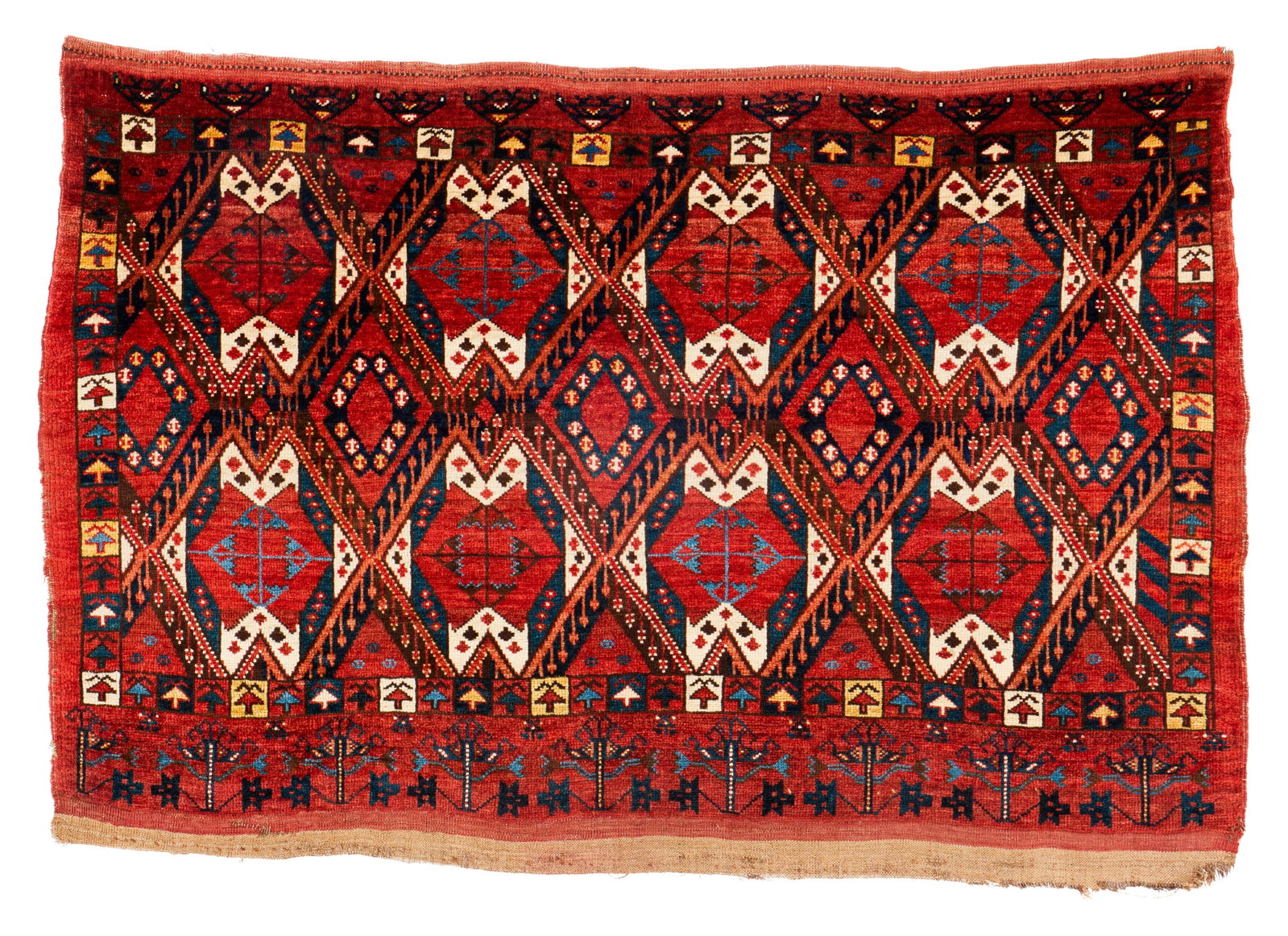 Ersari Ikat Design Chuval, Middle Amu Darya Region, Central Asia, ca. 1875: Ersari Ikat Design Chuval, Middle Amu Darya Region, Central Asia, ca. 1875 4 ft. 9 in. x 3 ft. 3 in. Provenance: The Collection of Dr. Donald Breyer, Highland Park, IL.