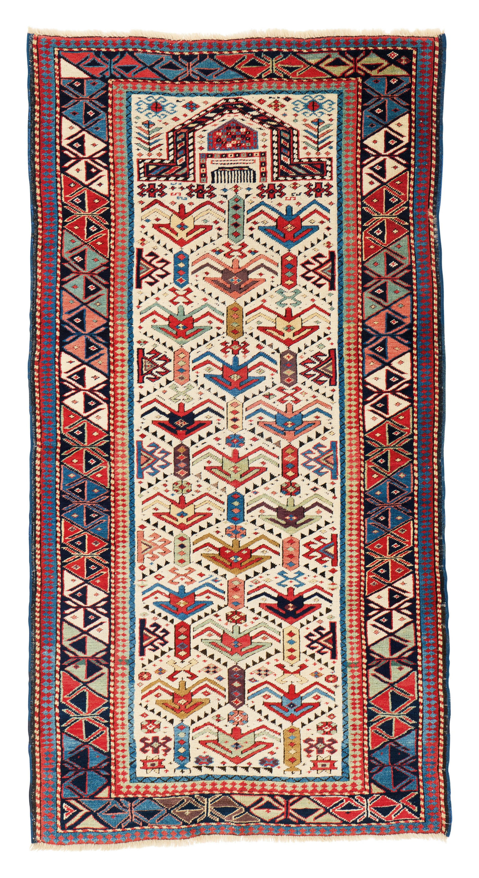Akstafa Prayer Rug, Caucasus, ca. 1875: Akstafa Prayer Rug, Caucasus, ca. 1875 5 ft. 6 in. x 3 ft. Provenance: The Collection of Dr. Donald Breyer, Highland Park, IL. Literature: For a similar example, see: Ulrich Schurmann, Caucasian Rugs