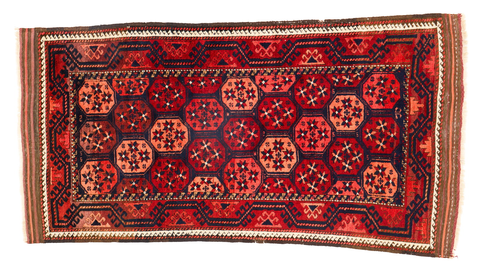 Belouch Rug, Afghanistan, ca. 1900: Belouch Rug, Afghanistan, ca. 1900 5 ft. x 2 ft. 6 in. Provenance: The Collection of Dr. Donald Breyer, Highland Park, IL. Other notes: Characterized by deep blue, blackish-brown, and red fields