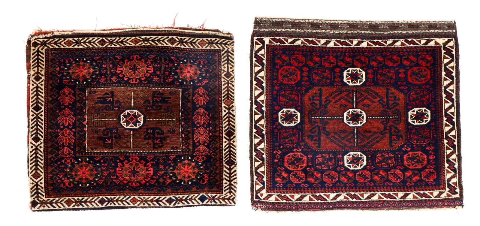 Two Bag Fronts, Afghanistan, ca. 1875: Two Bag Fronts, Afghanistan, ca. 1875 2 ft. 6 in. x 2 ft. 9 in.; 2 ft. 4 in. x 2 ft. 7 in. Provenance: The Collection of Dr. Donald Breyer, Highland Park, IL.