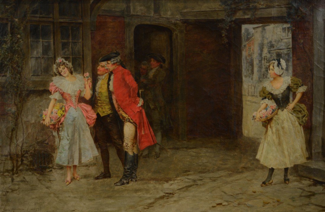 LEON MORAN, (American, 1864-1941), HER FACE WAS HER: LEON MORAN (American, 1864-1941) HER FACE WAS HER FORTUNE oil on canvas; signed Leon Moran and dated 96-97, l.l.; bears Doll & Richards label, verso; inventory number: C43188; 14 x 22 inches Provenanc