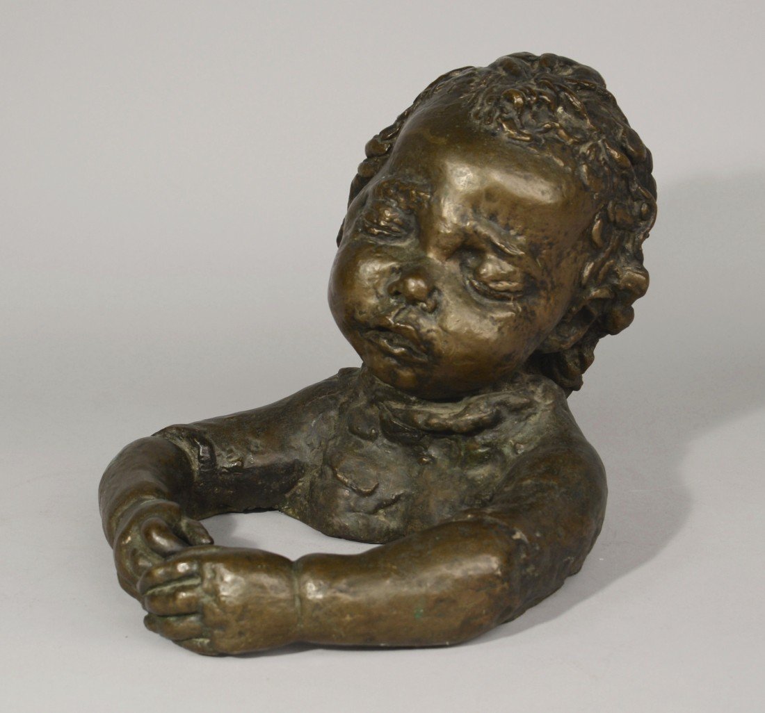 SIR JACOB EPSTEIN, (American/British, 1880-1959), PEGGY: SIR JACOB EPSTEIN (American/British, 1880-1959) PEGGY JEAN ASLEEP bronze; inscribed Epstein, back of bronze; circa 1920; height: 11 inches