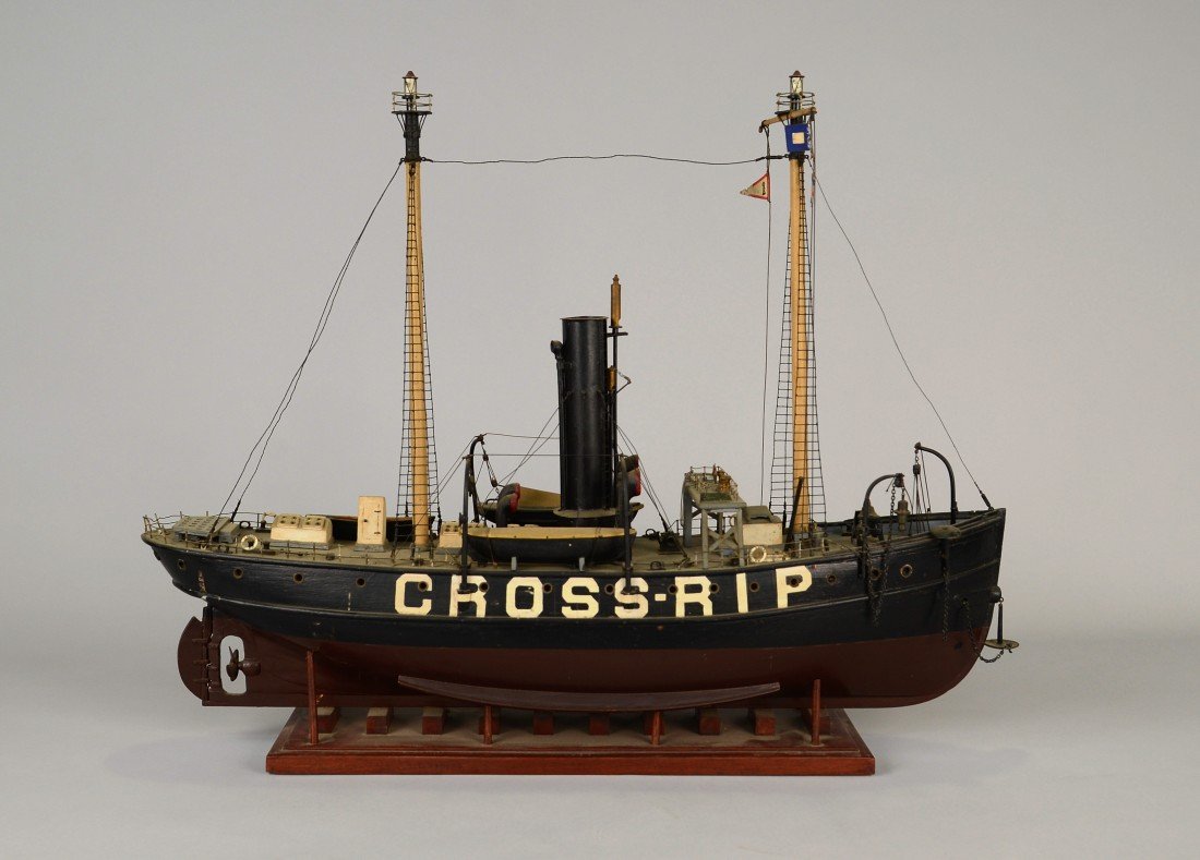NANTUCKET LIGHT SHIP MODEL OF THE CROSS-RIP, early 20th: NANTUCKET LIGHT SHIP MODEL OF THE CROSS-RIP, early 20th century; length: 27 inches; height: 21 inches; Other Notes: The Cross Rip Lightship Station was an important way point in Nantucket Sound in the