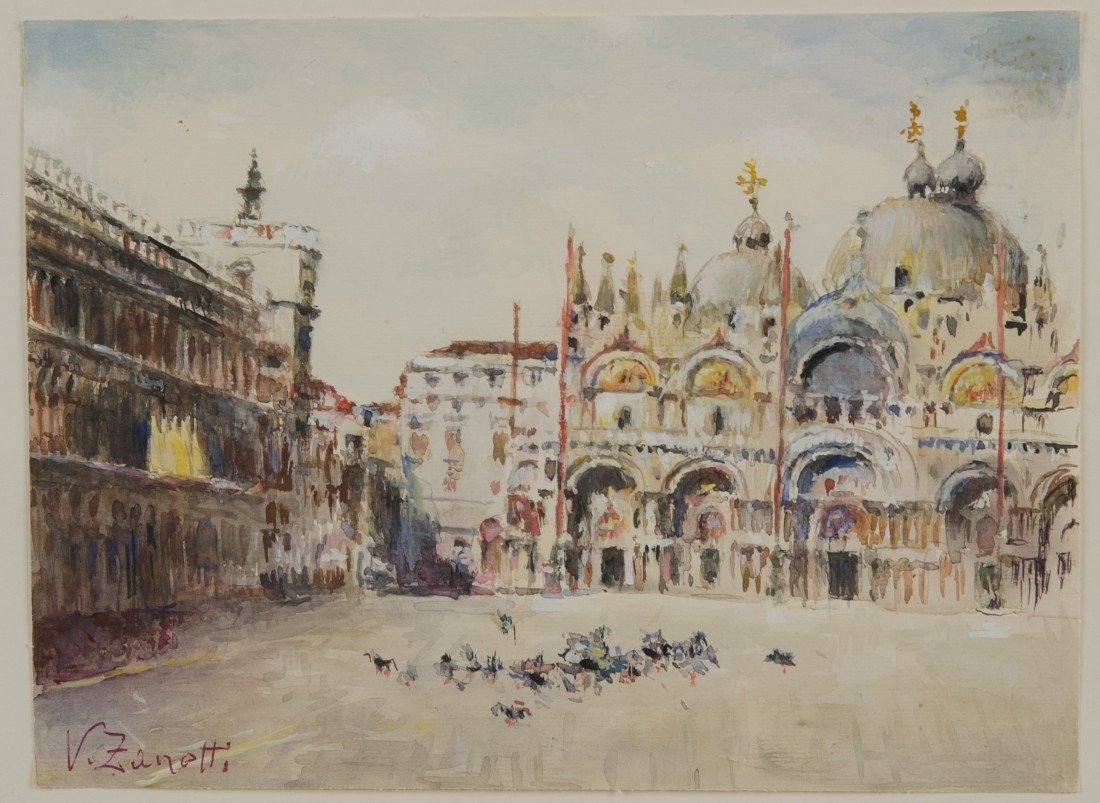 VETTORE ZANETTI (Italian, 1864-1946) SAN MARCO: VETTORE ZANETTI (Italian, 1864-1946) SAN MARCO watercolor on paper; signed V. Zanetti, l.l.; 7 x 9 1/2 in. (13 x 15 1/2 in.)