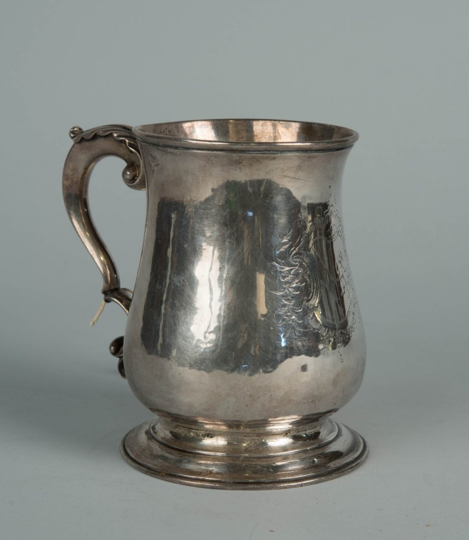 GEORGE III SILVER ALE CANN, London, 1763, William Shaw,: GEORGE III SILVER ALE CANN, London, 1763, William Shaw, maker; height: 5 in.; weight: 13 oz.