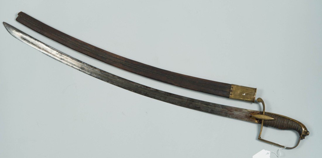 EARLY AMERICAN SWORD;: EARLY AMERICAN SWORD; the scabbard marked Keller on one side; verso marked Joling*** ; length: 33 in.