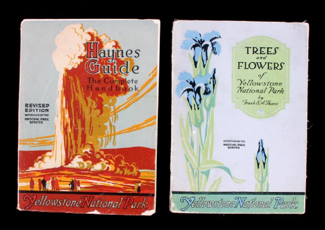 Yellowstone National Park Guidebook Collection: This is a pair of Yellowstone National Park guidebooks from the 1920's. The first is "Haynes Guide The Complete Handbook Yellowstone National Park" published in 1923 with a wonderful image of Old Fait