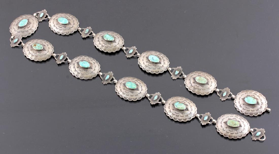 Navajo Sterling Silver Turquoise Concho Belt (1 of 10)
