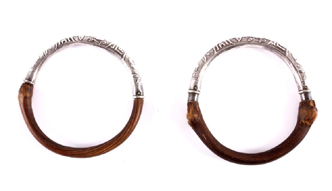 Chinese Rattan & Sterling Silver Bangle Bracelets (1 of 11)