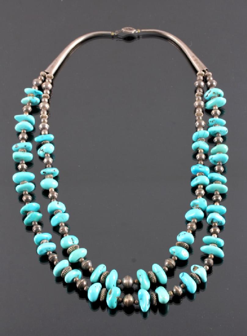 Navajo Sterling Silver Turquoise Nugget Necklace (1 of 7)