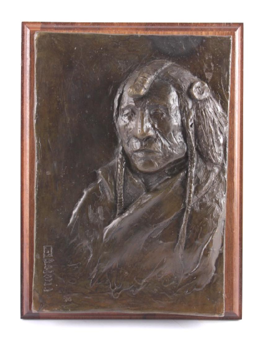 Ace Powell Native American Bronze Bas-Relief (1 of 9)