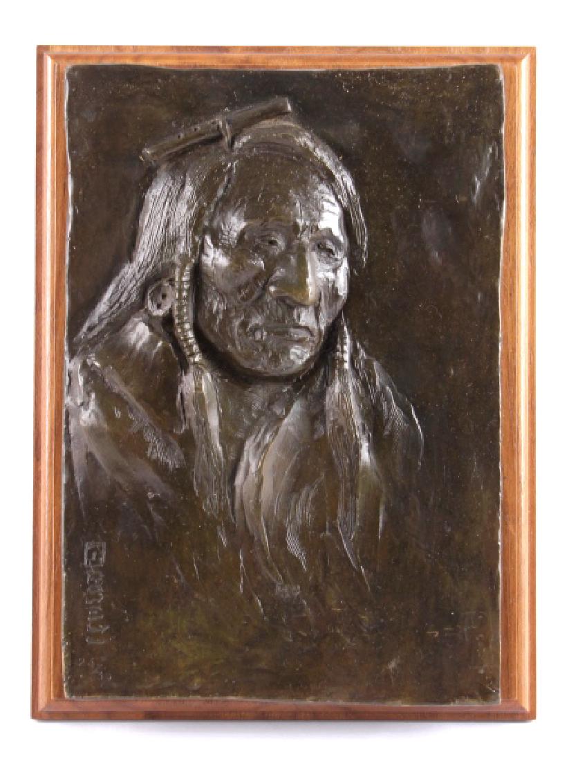 Ace Powell Native American Bronze Bas-Relief (1 of 9)