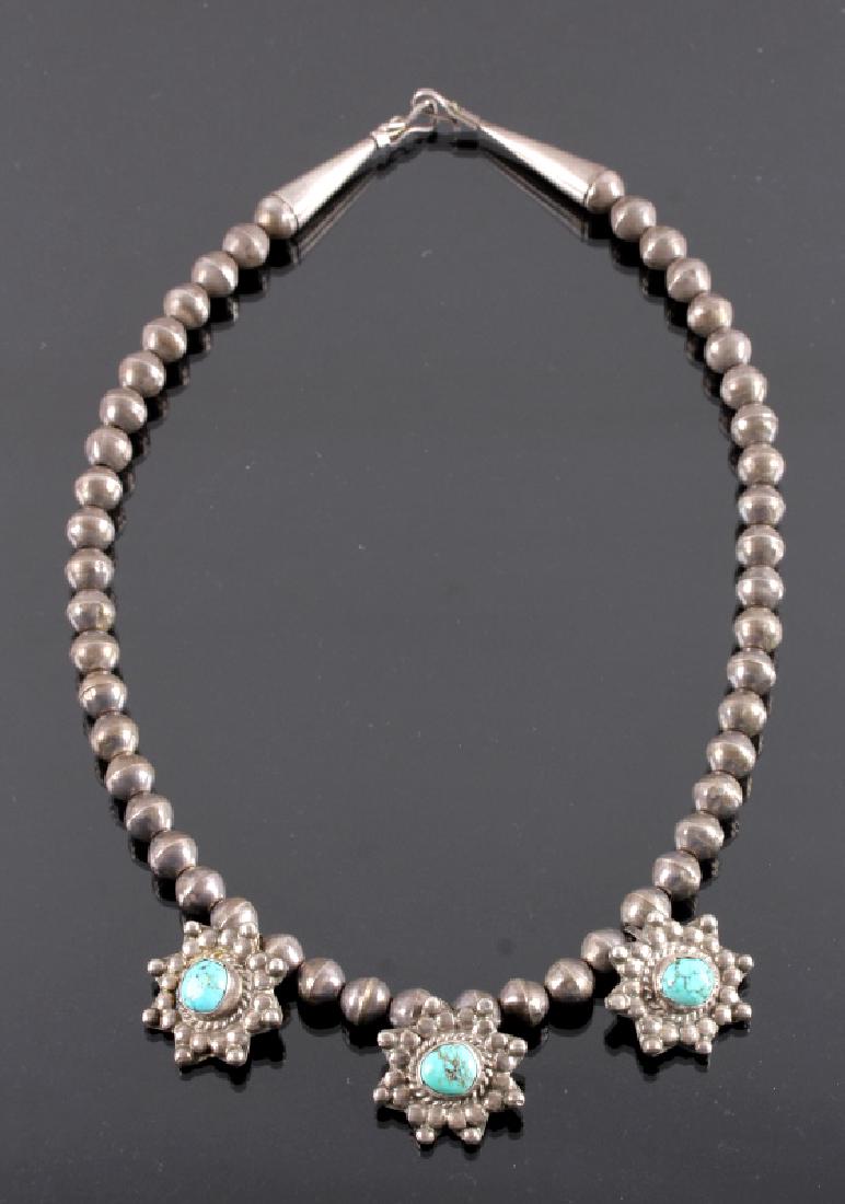 Navajo Sterling Silver Turquoise Necklace (1 of 8)