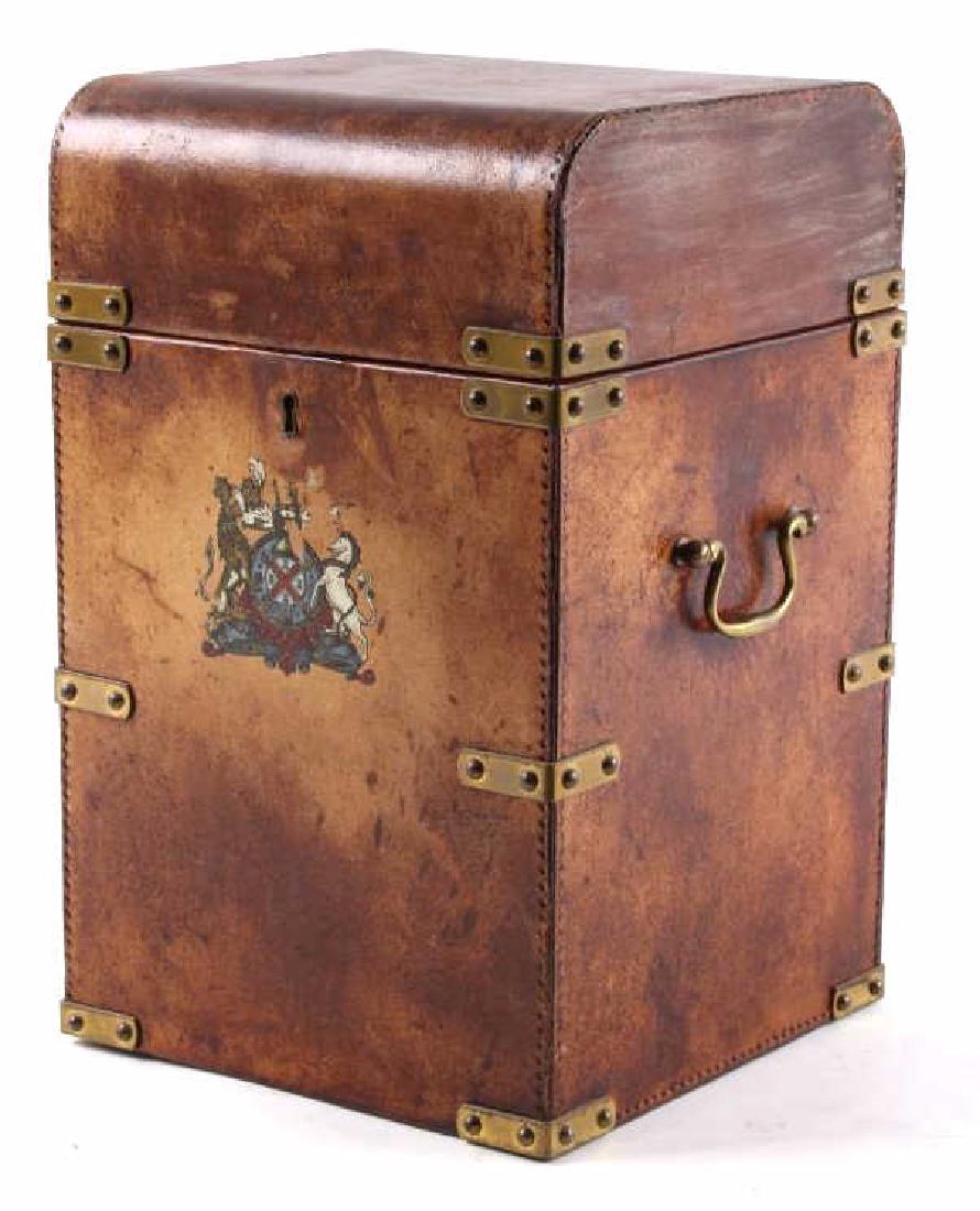 Leather & Brass Four Bottle Liquor Decanter Box (1 of 8)
