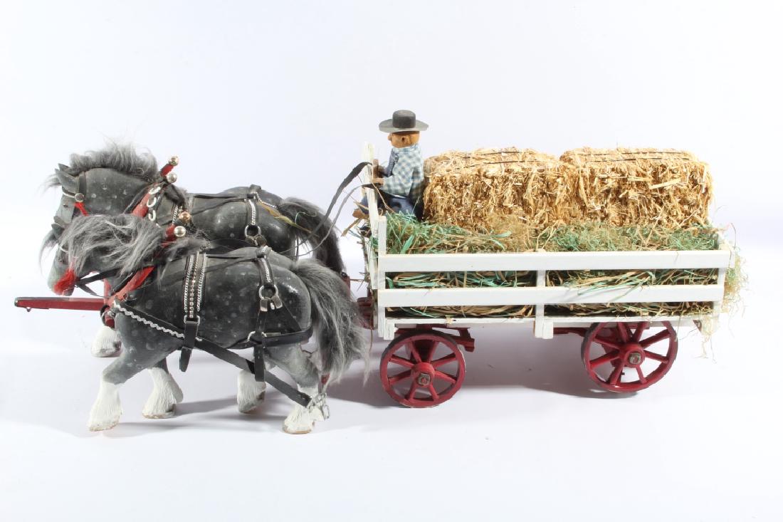 Vintage Wooden Horses & Hay Carriage Toy (1 of 9)