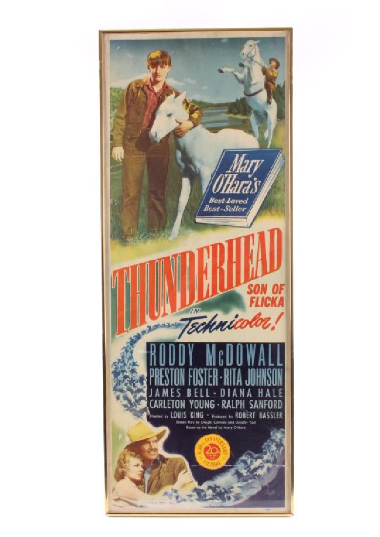 1945 Thunderhead Framed Movie Poster: This is an original Thunderhead framed movie poster from 1945. The movie stars Roddy McDowall, Preston Foster, and Rita Johnson. The screenplay is based upon the popular novel by Mary O'Hara. The post