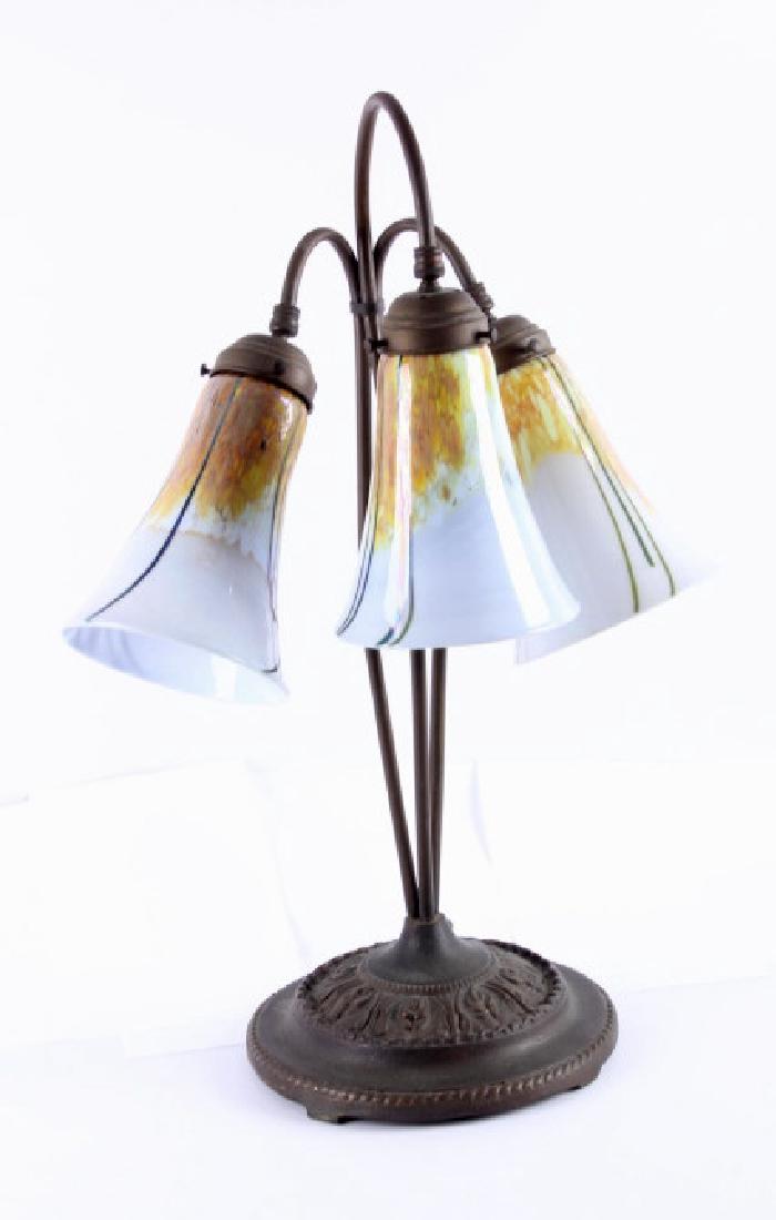 Art Nouveau Bronze Art Glass Steuben Table Lamp (1 of 9)